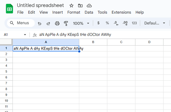 sentence case in excel